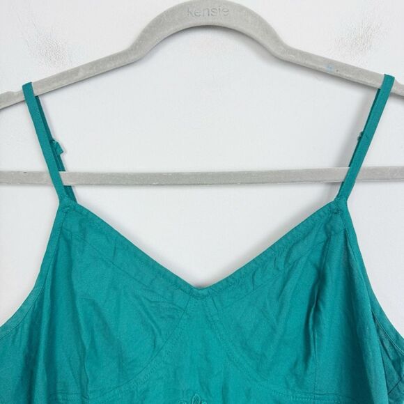 FREE PEOPLE | INTIMATELY Teal Green Crop Top Lace Accents Women’s Size Medium - Picture 2 of 9
